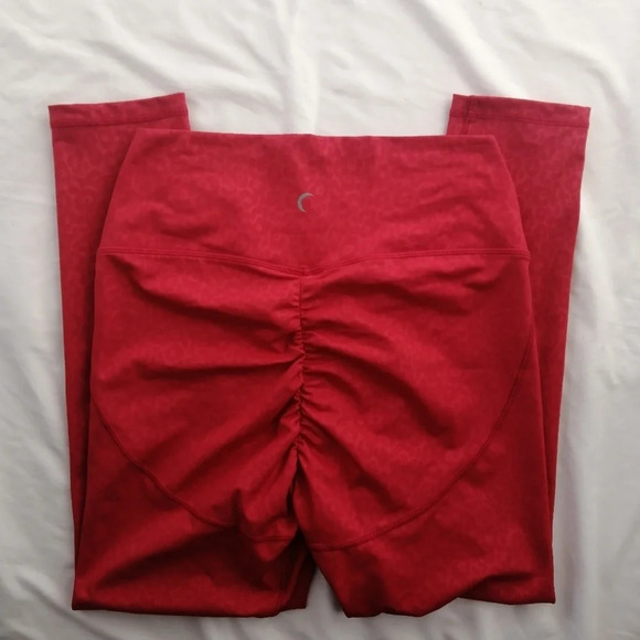 Zyia Red Leopard 24" Leggings Scrunchy What Light n Tight Crossover Waist 12 - Picture 10 of 15